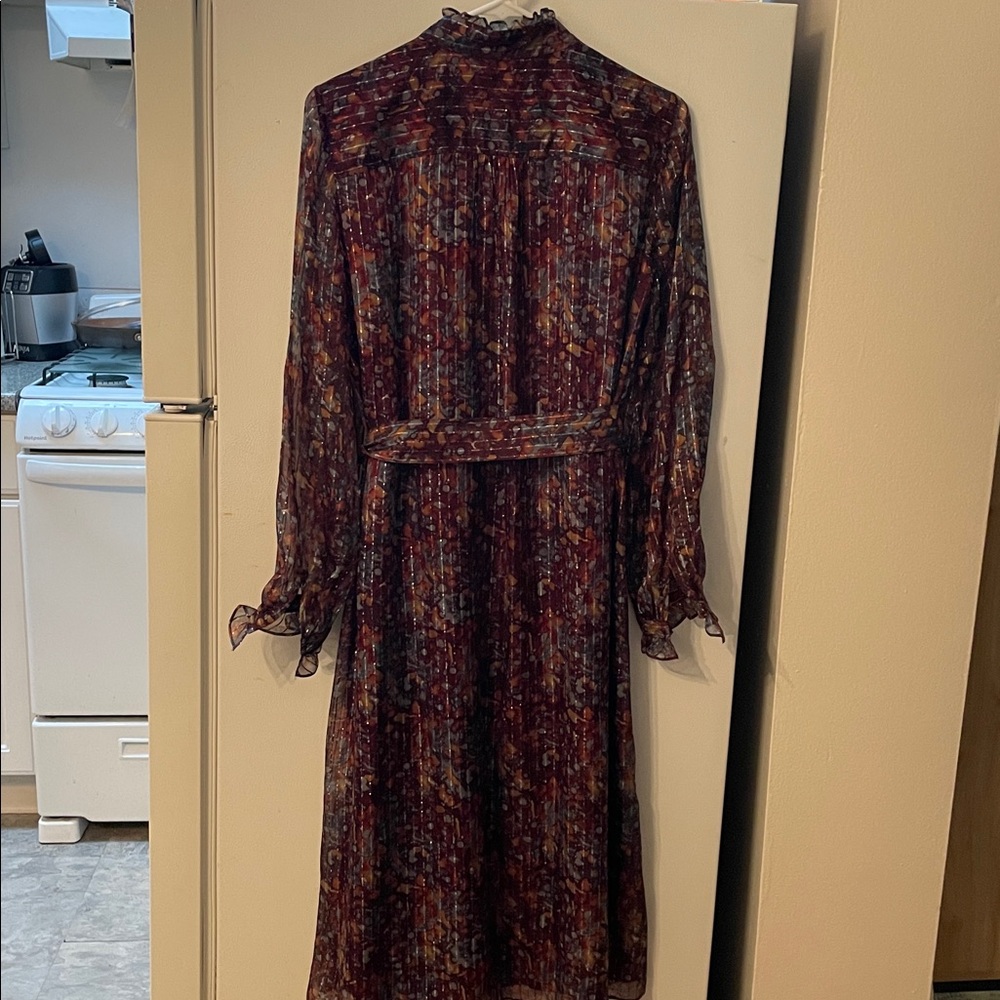 Lafayette 148 XS NWT Antique Ruby Multi Long Sleeve Maximalist Renaissance Dress - Picture 11 of 12